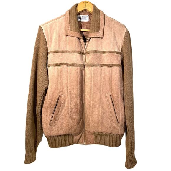 Vintage 90s Repage Soft Leather Bomber Jacket Brown Men's Size Large